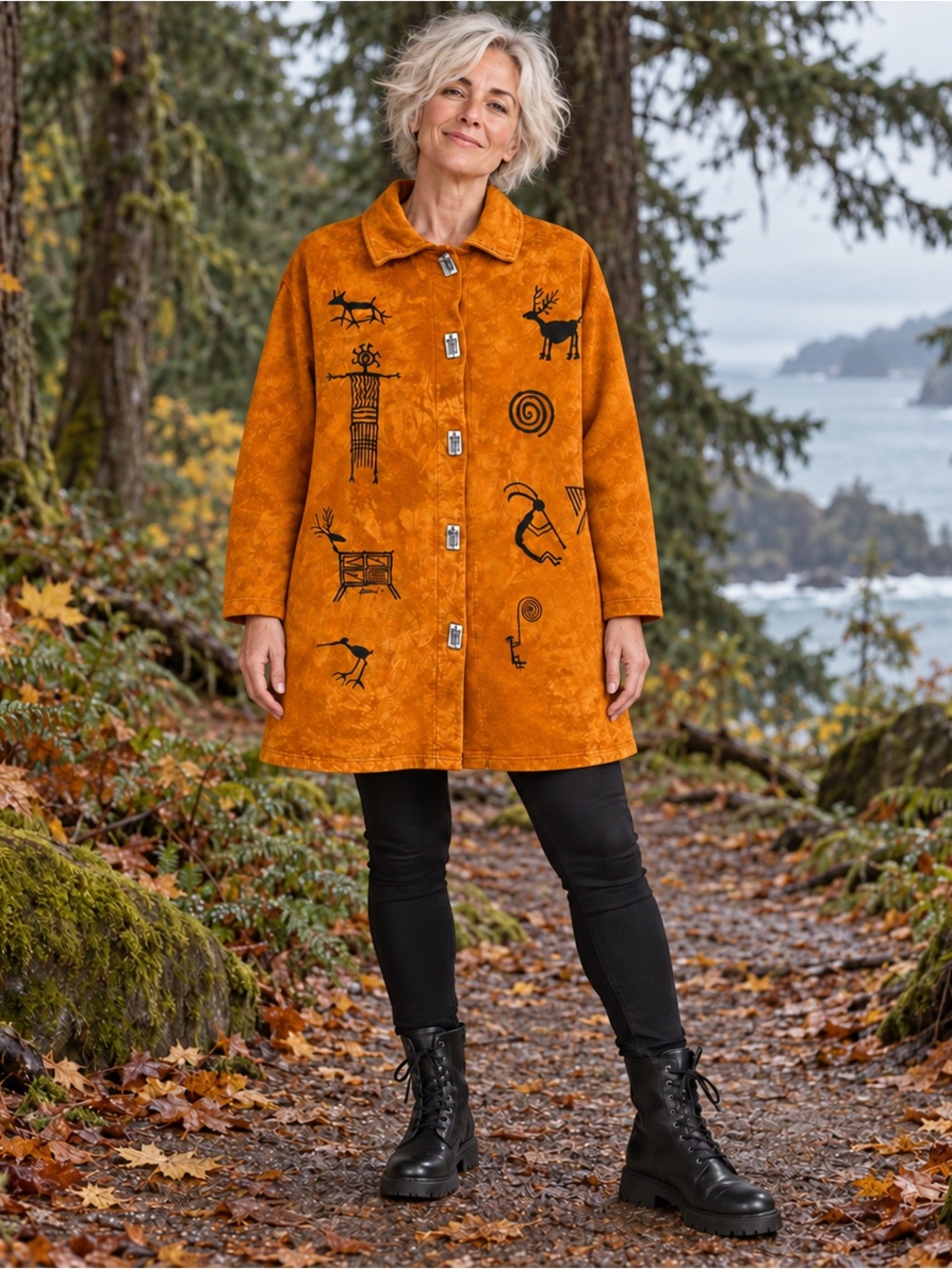 Vintage 1990s BFOFO Garnet Bartlett Canadian Wearable Art Petroglyph Jacket XL
